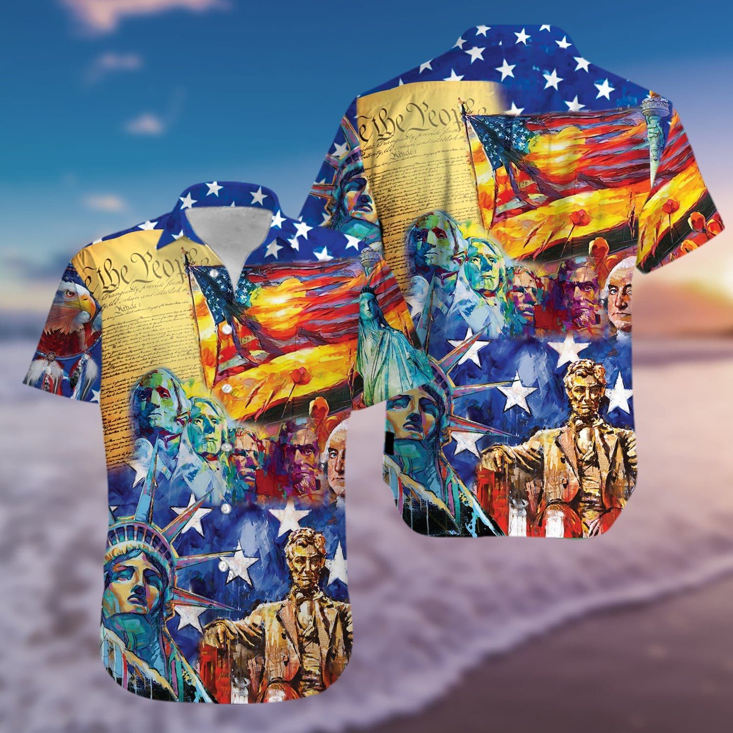 Felacia [Hawaii Shirt] My Patriotic Heart Beats Red White and Blue Hawaiian Shirt-ZX2772